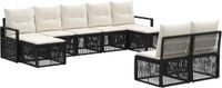 vidaXL - Tuinbank - Set - 9 zitplekken - Zwart - Polyrattan