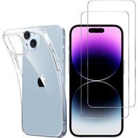 Phonillico® Case for iPhone 15 PLUS and 2 Tempered Glass Screen Protectors
