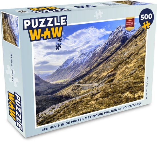 MuchoWow Puzzel Ben Nevis in de winter met wolken in Schotland - Legpuzzel - Puzzel 500 stukjes