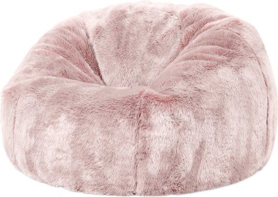 icon Kingston Kinderzitzak Stoel - Fluffy Pluche Imitatiebont - Roze
