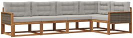 vidaXL Hoek loungeset 5-delig Acacia hout Naturel et gris clair