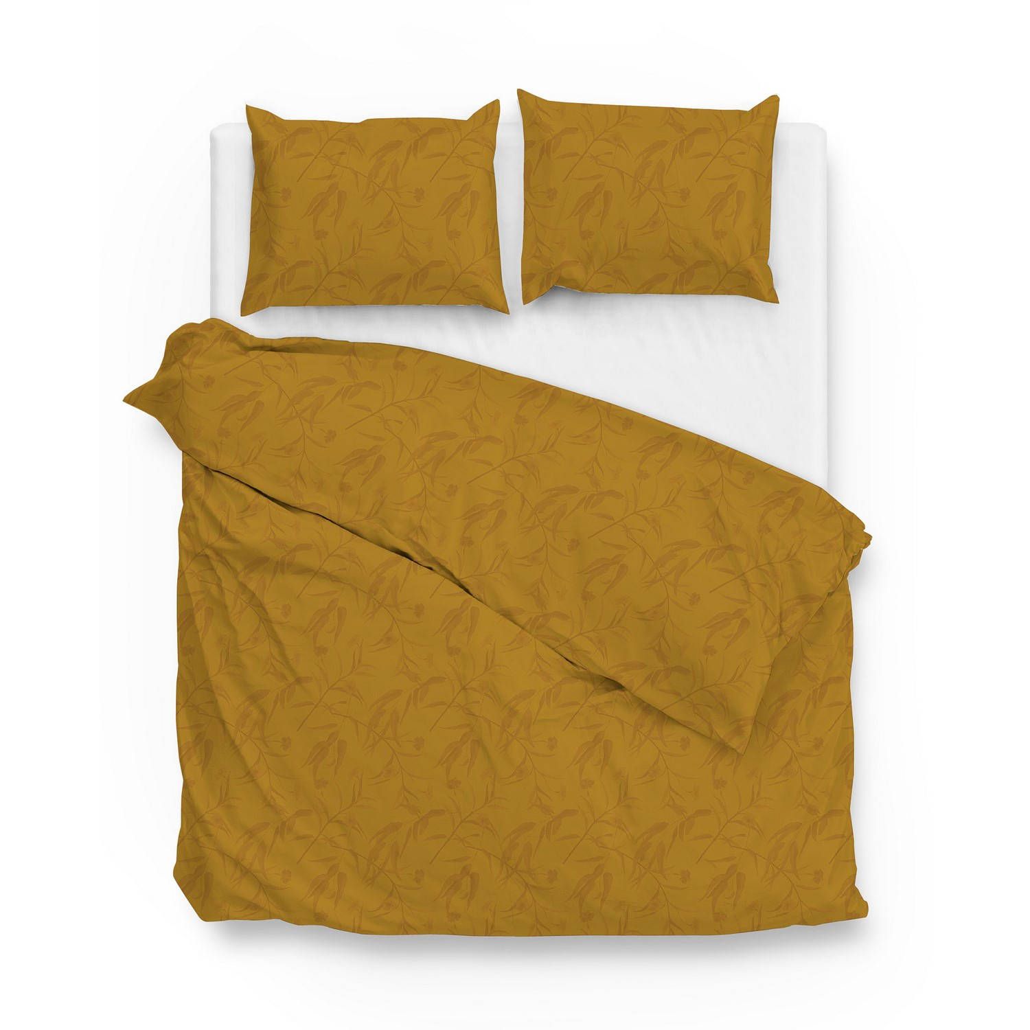 Zo!Home dekbedovertrekset katoen satijn fiori di - ochre gold 260x200/220cm