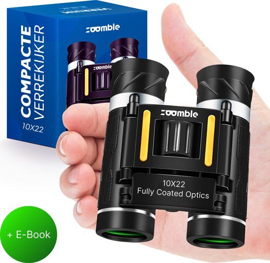 Zoomble Compacte Verrekijker - 10x22 - Incl. Draagtasje & Nekkoord - Zwart