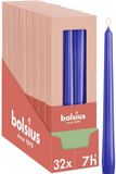 Bolsius - Glanzende dinerkaarsen - 32 stuks - Blauw - 24,5 cm - 7 branduren