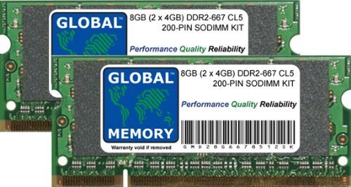 GLOBAL MEMORY 8GB (2 x 4GB) DDR2 667MHz PC2-5300 200-PIN SODIMM GEHEUGEN RAM KIT VOOR LAPTOPS/NOTITIEBOEKJE
