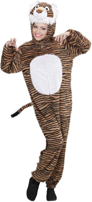 Widmann Leeuw & Tijger & Luipaard & Panter Kostuum Full-Body Pluche Tijger Volwassen Medium / Large Carnaval kostuum Verkleedkleding