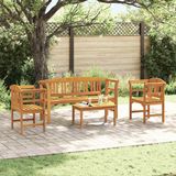 vidaXL Tuinloungeset met rozenmotieven, 4 stuks, massief acaciahout