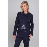 Accentil Cropped Blazer Met Krijtstreep - Donkerblauw