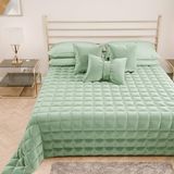 PETTI Artigiani Italiani - Quilt voor tweepersoonsbed van zacht en warm fluweel, lentedekbed voor de herfst, sprei voor tweepersoonsbed, salie, 100% Made in Italy