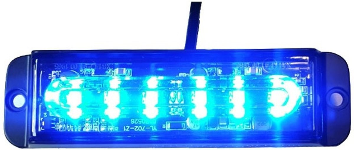 ABC-LED Bumper flitser - BLAUW - E keurmerk - R65 - 6 LED Compact - synchronisatie