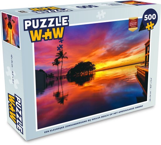 MuchoWow Puzzel Een kleurrijke zonsondergang bij Wailea Beach op het Amerikaanse Hawaii - Legpuzzel - Puzzel 500 stukjes