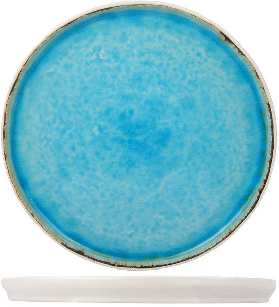 Cosy & Trendy Ontbijtborden Laguna Azzurro Blauw 4 Stuks Ø 22 cm Aardewerk