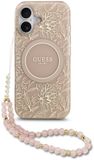 Guess IML Flowers Allover hoesje voor iPhone 17 - MagSafe compatibel en met koord - Roze