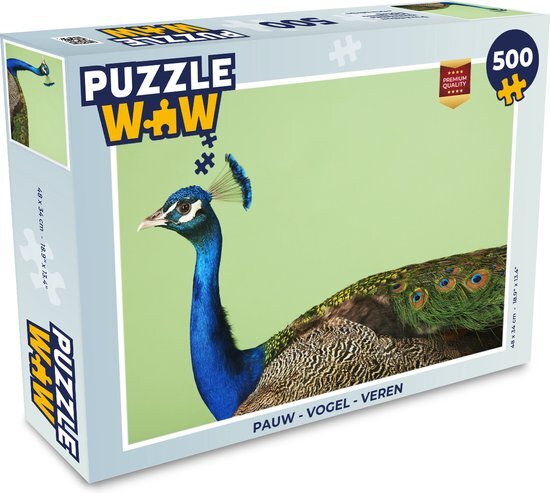 MuchoWow Puzzel Pauw - Vogel - Veren - Legpuzzel - Puzzel 500 stukjes - Sinterklaas cadeautjes - Sinterklaas voor grote kinderen