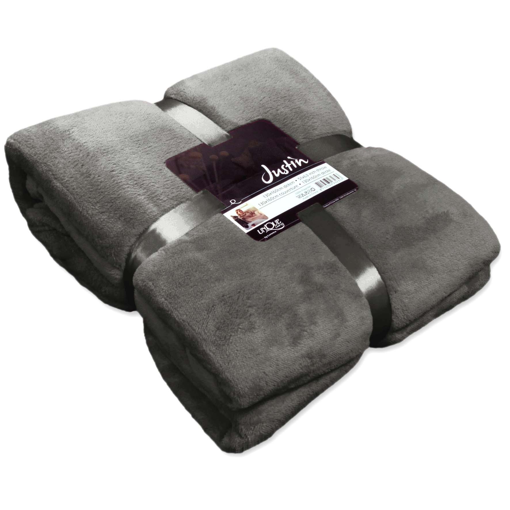 Unique Living Plaid Justin - 200x150 cm - Donkergrijs
