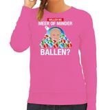 Bellatio Decorations Foute kersttrui/sweater dames - meer/minder ballen - Wilders - roze - politiek XL