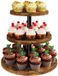 OEM Bol Cupcake-standaard met 3 niveaus - cupcake-toren van hout - ronde dessertstandaard - muffinstandaard - dessertboom voor Kerstmis - verjaardag - huisfeest - bruiloft - bruin