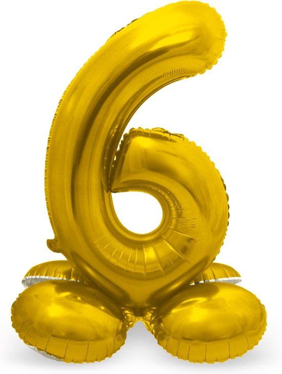 Folat - Cijfer 6 Goud met standaard - 72 cm