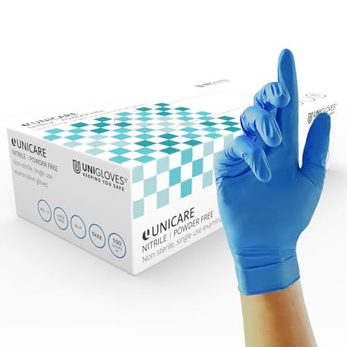 Unigloves Unicare GS0031 Nitrile Examination Gloves - Box of 100 - Blue - Extra Small