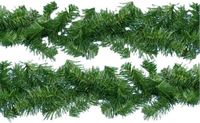 Everlands Slinger van dennentakken - 2x - groen - 270 x 9,5 cm - PVC - 180 tips