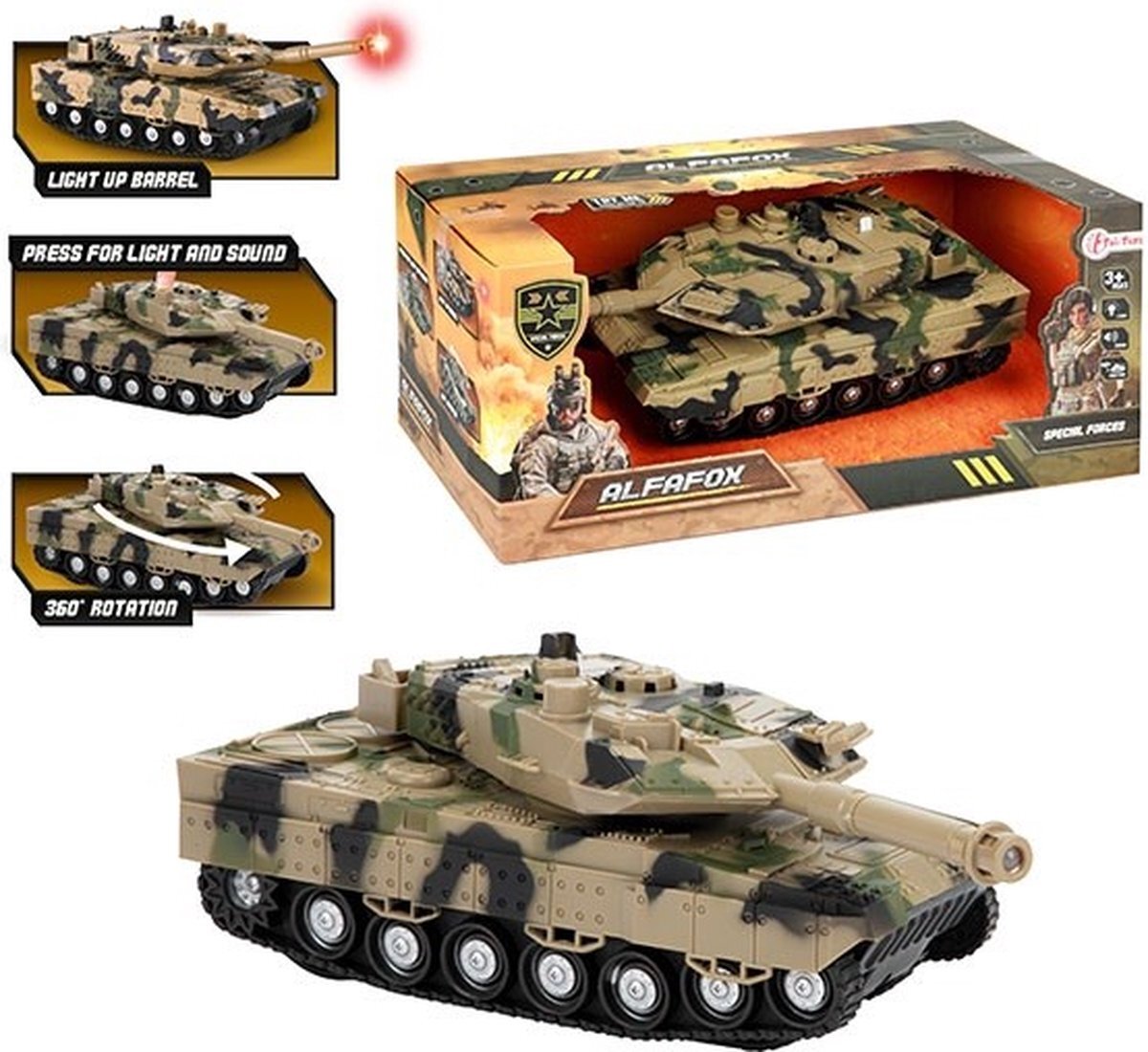 Toi Toys Toi Toys Alfafox Tank Militair Frictie + Licht En Geluid