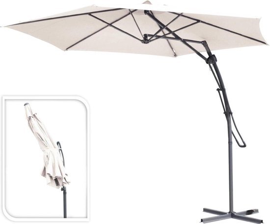 - - Push-up zweefparasol - Ø300cm - creme - stevige kwaliteit