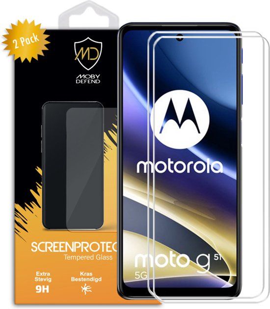 2-Pack Motorola Moto G51 Screenprotectors - MobyDefend Case-Friendly Tempered Glass