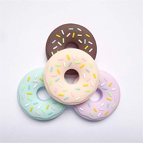 HOVUK Baby siliconen bijtring Quartz roze donut spoother buigbaar,kauwbare tandjes kous vulstof speelgoed (kwarts roze, donut)