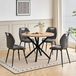 Ensemble de salle à manger, 5 pièces - Table à manger en bois de bœuf - 4 chaises rembourrées - Cadre en métal - Style minimaliste et moderne - Gris foncé