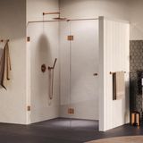 Brauer Void - Carving Nisdeur - 2-Delig - Helder Glas - 160 x 200 cm - Omkeerbaar - met Draaideur 70 cm - Aan Glas - incl. Glascoating - PVD Koper Geborsteld