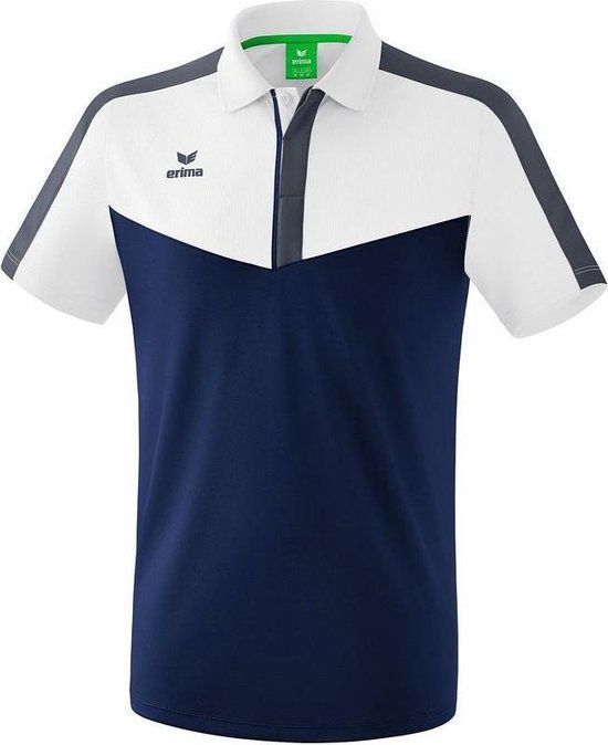 Erima Squad Polo - Men - White/Navy/Grey - Size S