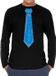 Bellatio Decorations Verkleed shirt heren - stropdas glitter blauw - zwart - carnaval - longsleeve L