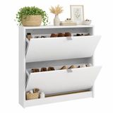 Well Home Adaja schoenenkast met 2 vakken, wit, 70,3 x 16,55 x 85,2 cm