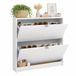 Well Home Adaja schoenenkast met 2 vakken, wit, 70,3 x 16,55 x 85,2 cm
