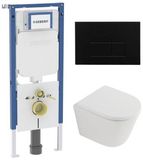 Geberit QeramiQ Dely Toiletset - 36.3x51.7cm - Diepspoel - Rimless - Geberit UP720 Inbouwreservoir - Softclose Toilet Zitting - Mat Zwart Bedieningsplaat