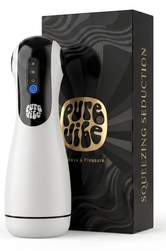 PureVibe Squeezing Seduction Zuigende & Knijpende Sex Toys voor mannen - Automatisch Vibrerende Blowjob Masturbators - Masturbator voor Man - Pocket Pussy Zelf Electrisch & Aftrekken | Pearl White