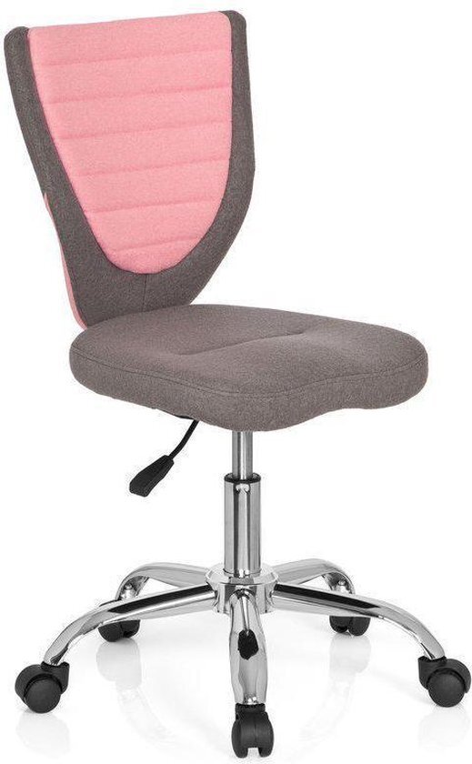 HJH OFFICE Kinder bureaustoel KIDDY COMFORT stof grijs / roze