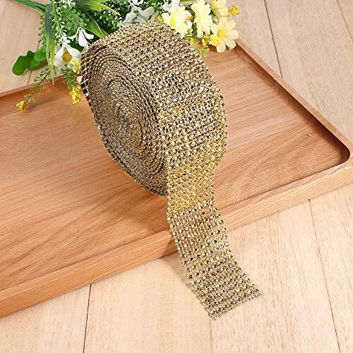 03 Diamond Mesh Warp, Rhinestone Ribbon, Sparkling Beautiful Flexible voor Wedding Party voor verjaardagsfeestje(Golden)