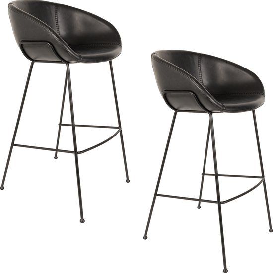 Zuiver Feston Barkrukken rugleuning 76 cm Zwart - Set van 2