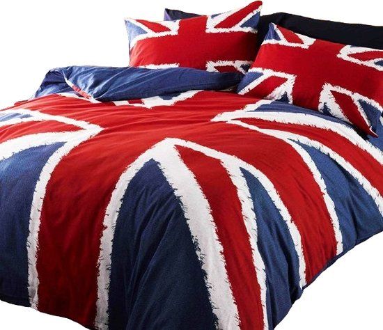 KKS Dekbedovertrek Union Jack - Britse Vlag Eenpersoons - Rood/Wit/Blauw - Polyester/Katoen