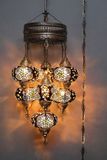 Halay Turkse hanglamp - mozaïek glas bruin - 7 bollen