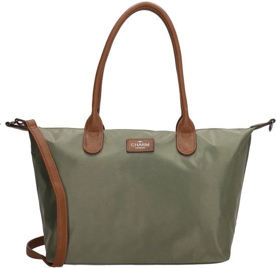 Charm London Buckingham Hand & Schoudertas Shopper - Kunstleer - Vegan Leer - Tote Bag - Olijfgroen