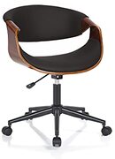 Oresteluchetta Bureaustoel Callum Dark Wood, PU Leather, Zwart, H.73/83 x L.54 x D.55