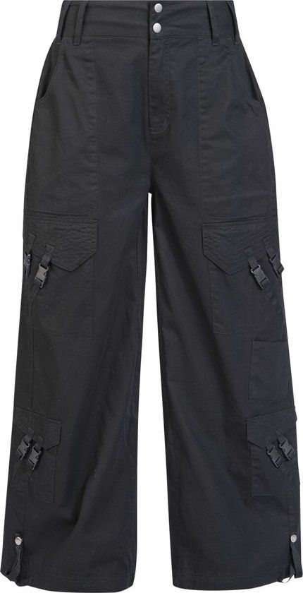 Gothicana by EMP Gothicana zwarte stoffen broek met wijde pijpen - Dames - XXL