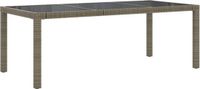 vidaXL Tuintafel 190x90x75 cm Gehard Glas en Poly Rattan Grijs