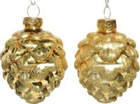 Decoris Denappel Glas Dennenappel Lichtgoud 6 stuks