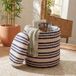 FineBuy Pouf de rangement en coton 40cm Beige Tissu Rond - Pouf design bohème avec couvercle amovible - Pouf rembourré pour coiffeuse - Pouf d'appoint pour salon fait main