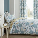 Catherine Lansfield Inga Leaf dekbedset, polyester katoen, groenblauw, eenpersoons