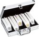 LEUCHTTURM Mallette, Alu - convient pour: Supports de pièces 50 x 50 mm. (650 pcs.) dim: 292 x 238 x 74 mm.