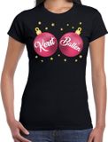 Bellatio Decorations Shoppartners Bv Fout kerst t-shirt - zwart - met roze kerst ballen - voor dames - kerstkleding / christmas outfit - kersttruien XXL